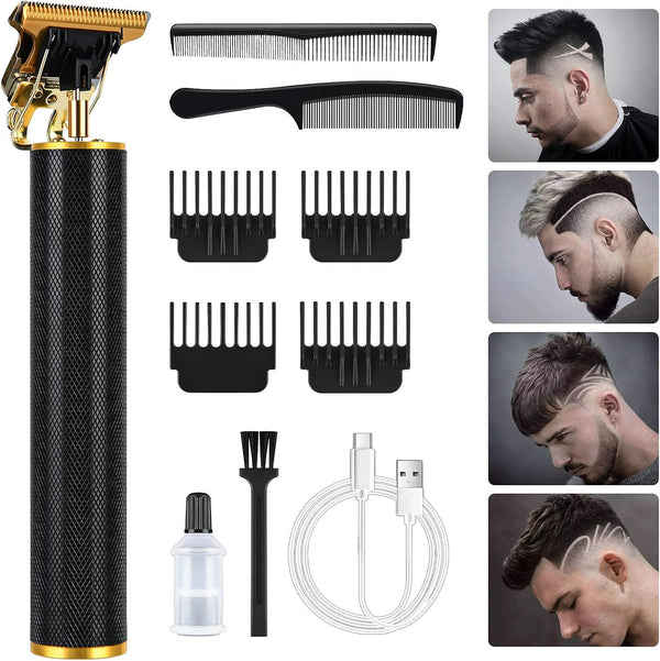 Cordless Hair Clippers for Men - Electric Beard Trimmer Set, Waterproof Detail Beard Shaver, T-Blade Trimmer Grooming Kit with 4 Guide Combs and 2 Hair Combs