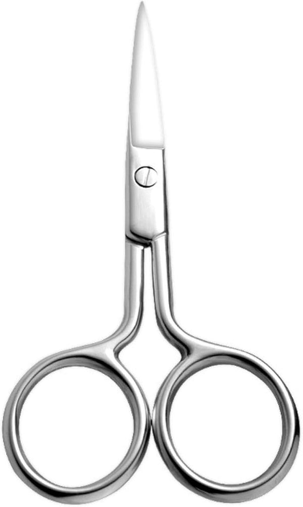 Stainless Steel Facial Hair Scissors - Small Straight Tip Scissors for Eyebrows, Nose, Moustache, Beard & Eyelash