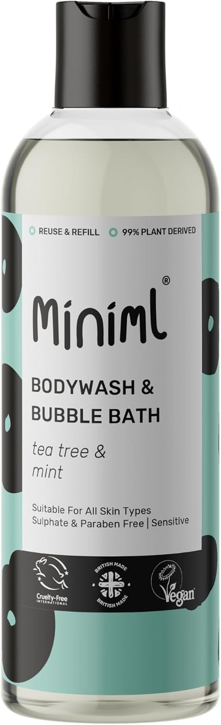 Natural English Lavender & Chamomile Body Wash & Bubble Bath - for All Skin Types - Hypoallergenic Dermatologically Tested - Sulphate & Paraben Free, Vegan & Cruelty Free - 500Ml Bottle