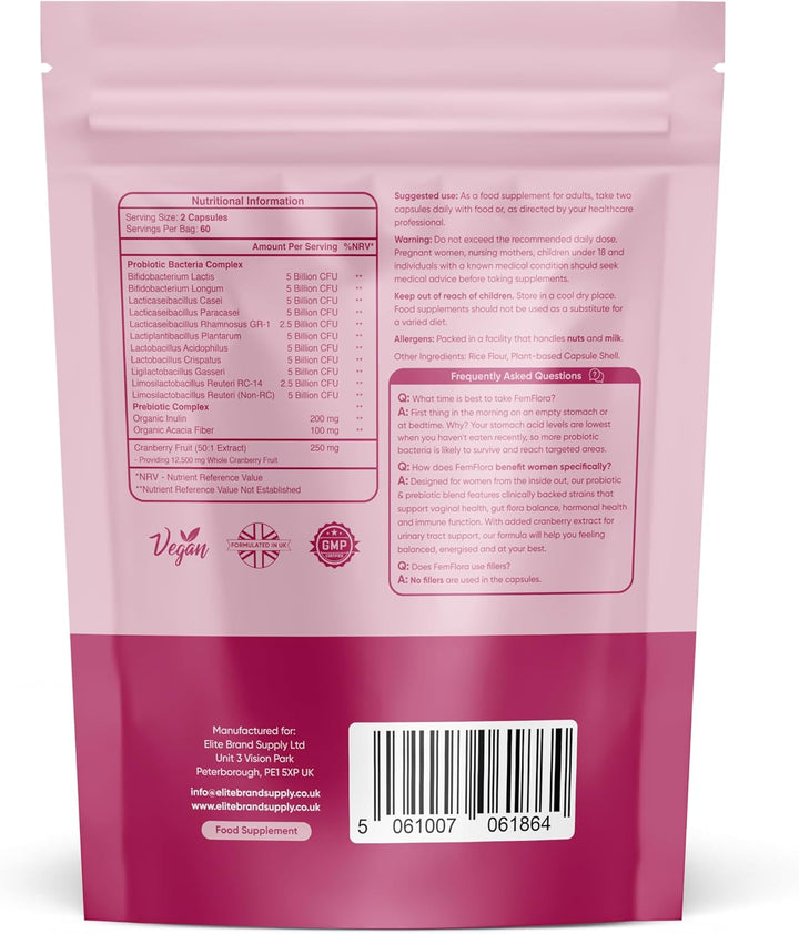 Probiotics for Women | 120 Vegan Capsules | 50 Billion CFU Womens Probiotics for Gut Health | 11 Probiotic Researched Strains with Prebiotics & Cranberry Extract | Vegan Non-Gmo