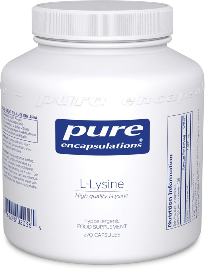 L-Lysine 500Mg - Hypoallergenic Essential Amino Acid Supplement - 90 Vegetarian Capsules