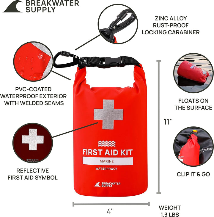 ™ Waterproof Marine First Aid Kit Boat Safety Tool Set, 100 Pieces AFAK Emergency Supplies in Dry Bag, IFAK Trauma Kit for Kayaking, Jet Skiing, Fishing, Surfing, Sailing