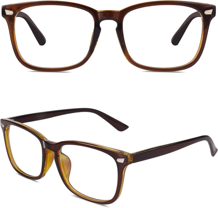 CN81 Fake Glasses Women Men Large Oversized Clear Lens Horn Rimmed Glasses 100% UV400 Protection