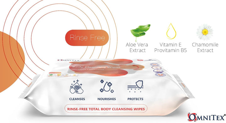 80X  Thick Luxury Body Cleansing Wipes - Microwaveable | Large Rinse Free Bed Bath Wipes for Elderly | with Aloe Vera & Vitamins | Nourish, Cleanse, Protect | Paraben & Alcohol Free