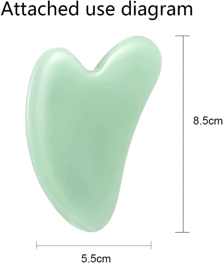 Gua Sha Stone Massage Tool Jade Neck Beauty Slimming Massager for Spa Skin Caring Pain Relief Tool, Face Body Heart Shape (Green 1)