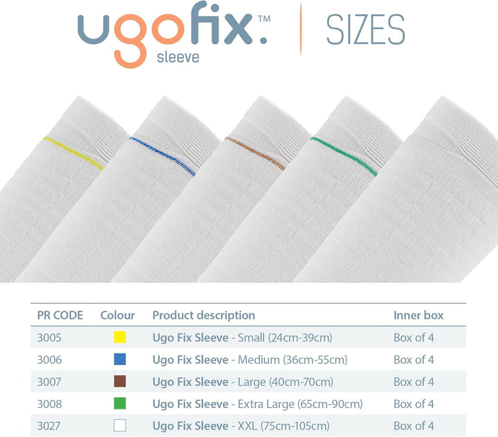 Ugo Fix Sleeve (X4) - Catheter Leg Bag Holder/Catheter Bag Cover, Strong and Durable Fibre Blends with External Seams, Washable and Reusable (Pack of 4) (Medium)
