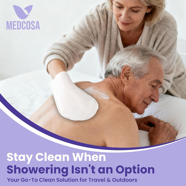 Adult Body Wipes - Wet Wipes for Adults - Intimate Disposable Shower Body Wipe Shaped like a Glove - Unscented Premoistened - Bed Bath Wet Wipe - Pack of 10 Wash Cloths