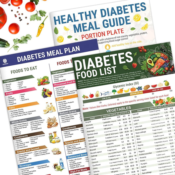 3Pcs Cookbooks for Diabetic Food Chart, Diabetic Food List and Meal Planner, Diabetes Management, Healthy Eating Guide for Type 2 Diabetes, 3 Recipes Diabetes Food List Chart and Meal Planner