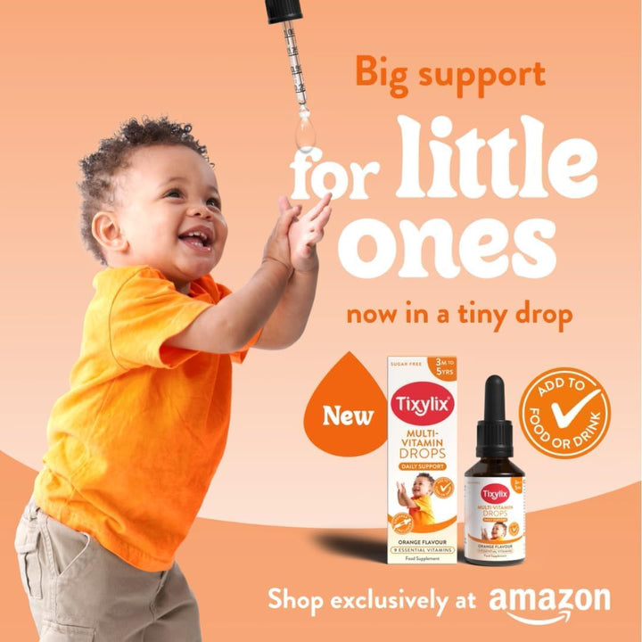 50Ml Multi-Vitamin Drops for Children, 9 Vitamins to Support Growth & Immune Health - Sugar Free, Vegan, Gluten Free - Add to Food and Drink - for Children 3 Months to 5, Dropper Included