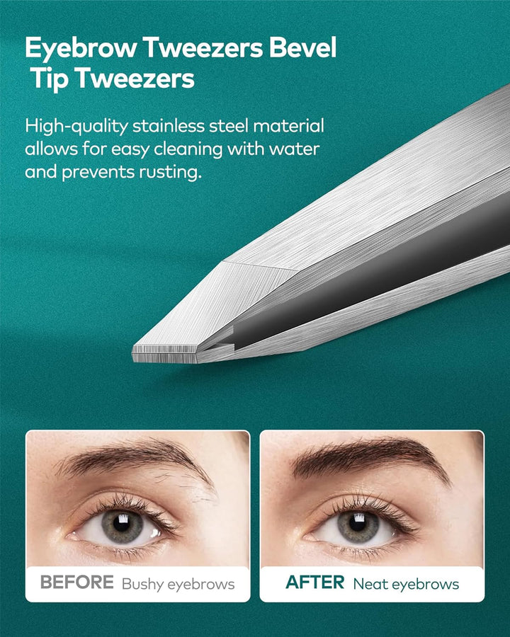 Tweezers for Women Facial Hair, Professional Precision Eyebrow Tweezers for Women and Men, Stainless Steel Slanted Hair Removal Eyebrow Plucker Tweezer