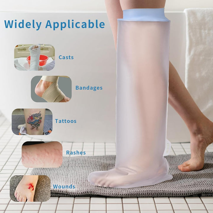 Cast Cover Lower Leg Adult for Showering, Reusable Cast, Dressing and Bandage Protector, Watertight Protection for Leg, Knee, Ankle, Foot, Toe