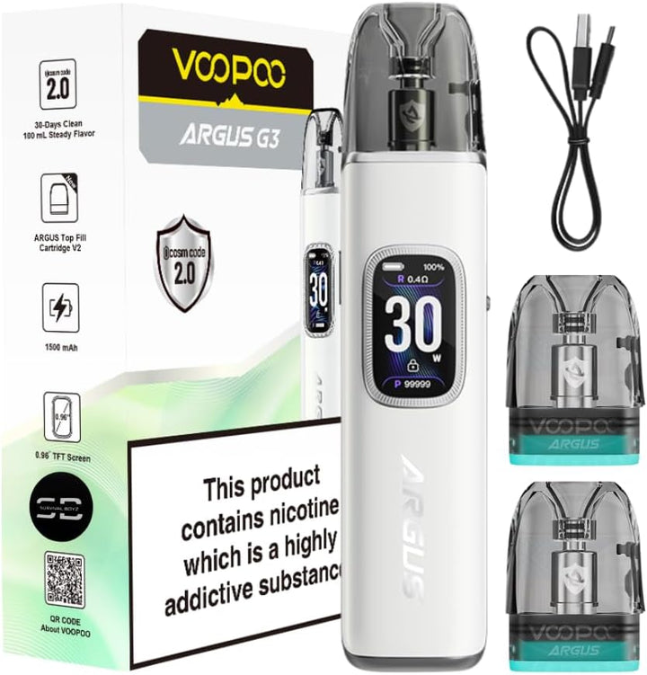 Voopoo Argus G3 Vape Kit (Diamond Pink) - 9 Colours to Choose from - 45 Min Fast Charge 30W /1500Mah, Compatible Will All Argus Pods - No Nicotine (Diamond Pink)