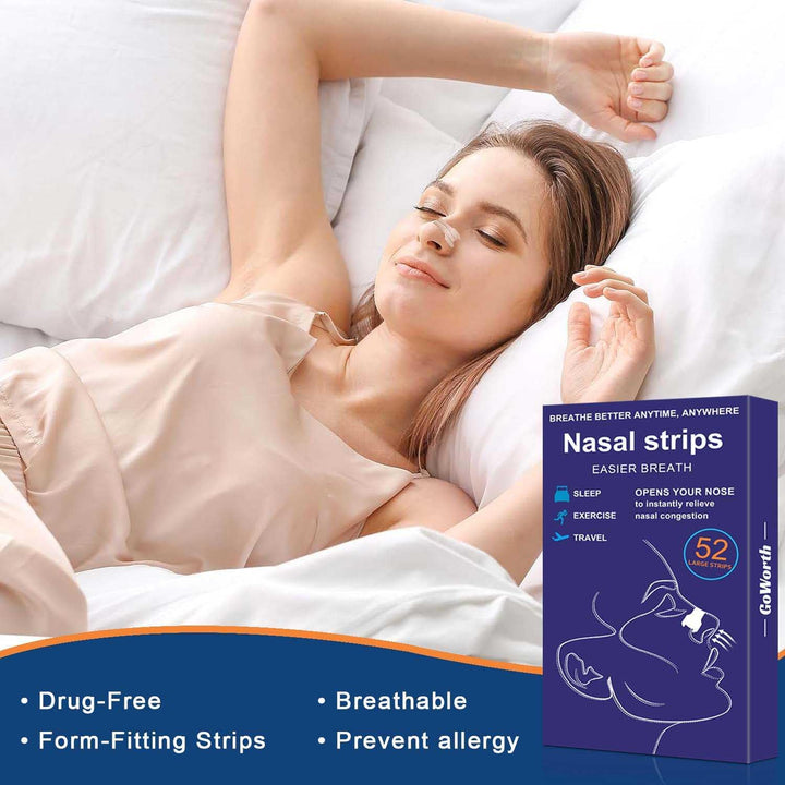 Nasal Strips, 52Pcs Snoring Strips for Men and Women, Nose Strips anti Snoring Devices, Helps Reduce Snoring, Instantly Relieves Nasal Congestion & Improves Sleep, anti Snore Strips Drug-Free