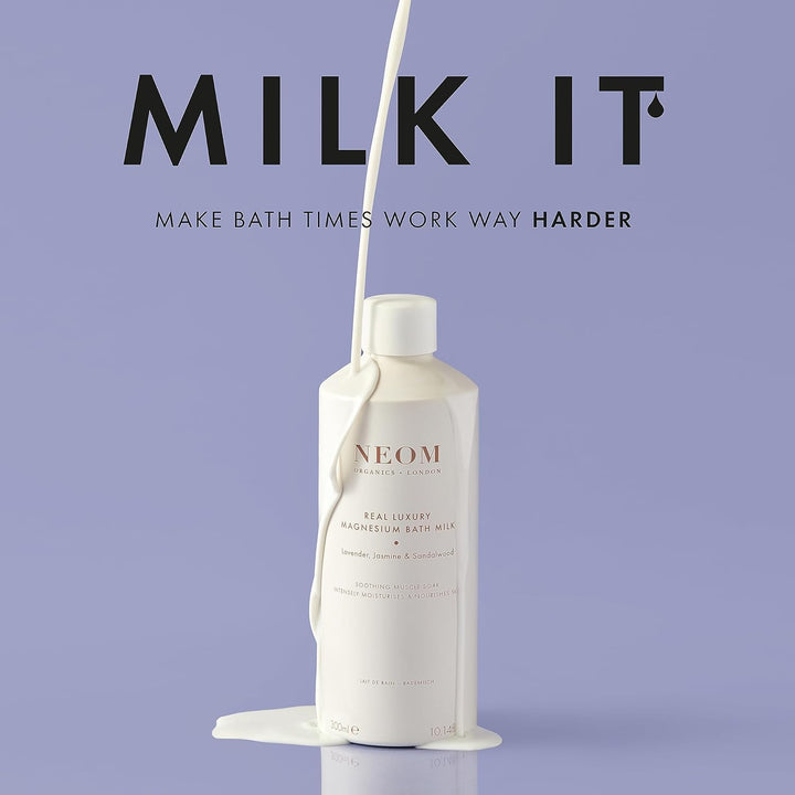Real Luxury Magnesium Bath Milk, 300Ml I 100% Natural Lavender, Jasmine and Sandalwood I Milky Texture I Relaxing I Soothing I Relieve Sore and Tired Muscles.