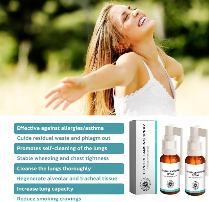 2PCS Lung Cleansing Spray, Natural Respiratory Cleanse & Breathe Spray,Lung Cleanse Mist,Lung Exerciser for Healthier and Cleaner Lungs, Powerful Lung Support & Cleanse,Lung Cleanser,Lung Care Essence