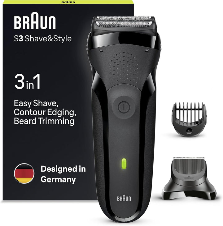 Series 3 Proskin Electric Shaver, Rechargeable and Cordless Wet & Dry Electric Razor for Men with Pop up Precision Trimmer, 3040Si, Black/Blue