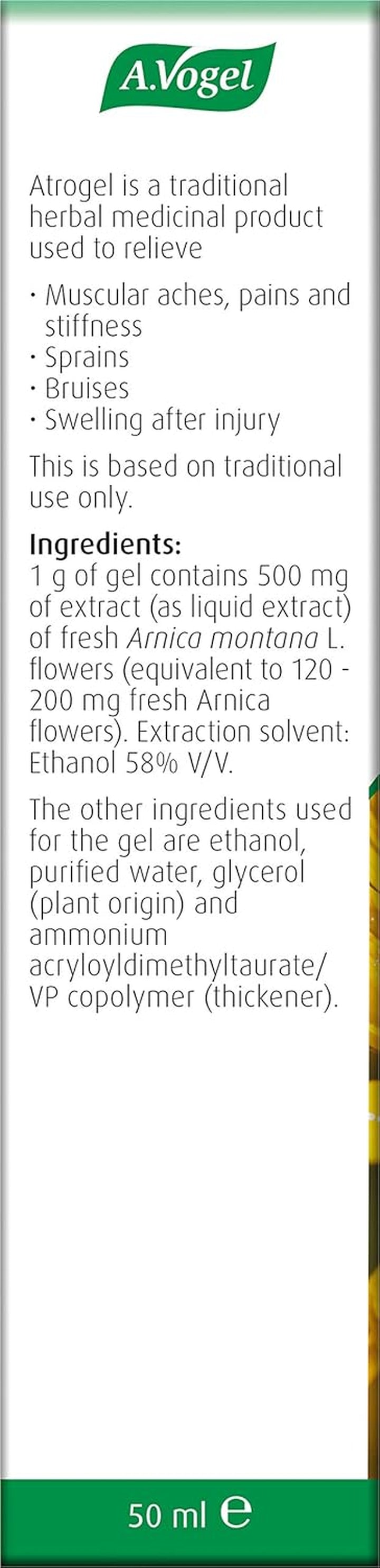 Atrogel Arnica Gel - Soothing Relief for Muscle Pain, Bruising, Joint Pain, Sports Injuries, Stiffness & Swelling - Natural Plant-Based Arnica Montana Extract Gel | 50Ml