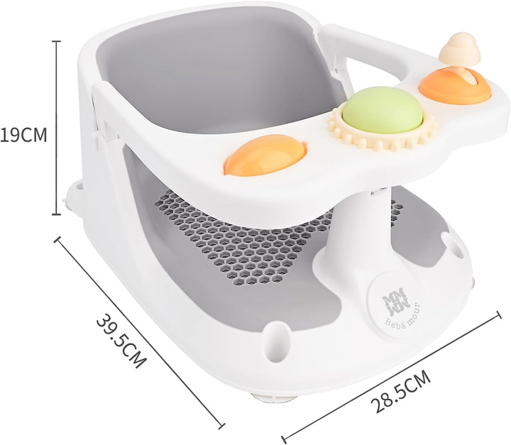 Baby Bath Seat 6 Months+ Child Bath Tub Non-Slip Baby Bath Chair with Toys, Water Jug, Grey New