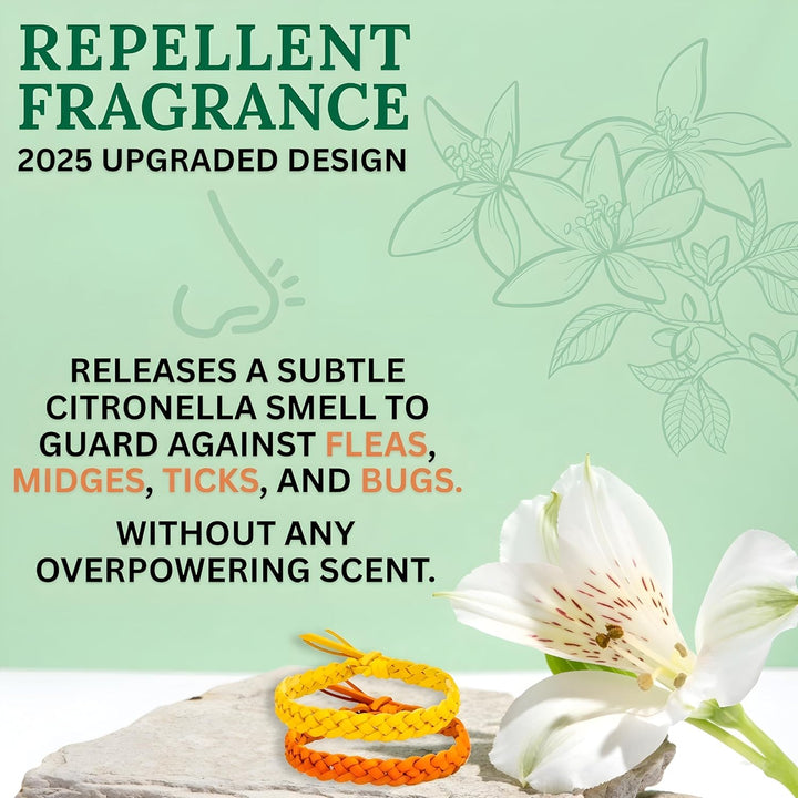 Mosquito Repellent Bracelet 12 Pcs, Adjustable Leather Band, Deet Free Travel Essentials, Insect Repellent Bracelet - 350 Hours Mosquito Repellent, Natural Anti-Mosquito Suitable for All Ages.