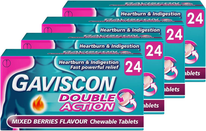 Double Action Heartburn Relief, Mixed Berries, 4-Pack (96 Total) - Fast Soothing for Acid Reflux and Digestive Comfort