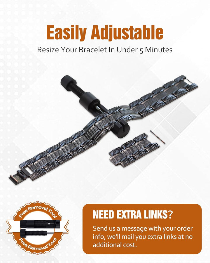 99% Copper Bracelet for Men, Magnetic Bracelet with 57Pcs Ultra Strength Magnets. Adjustable Wristband with Removal Tool&Jewelry Gift Box