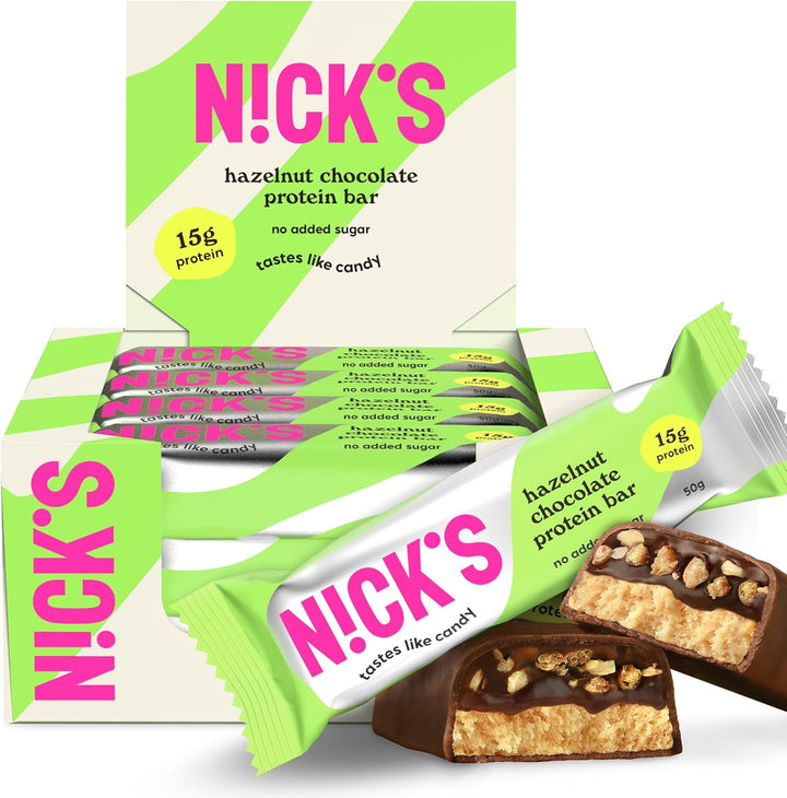 NICKS Protein Bar Mix Box, Keto Snack Bars 4G Net Carbs, 15G Protein, 5G Collagen No Added Sugar Gluten Free Low Carb Snacks (9X50G)