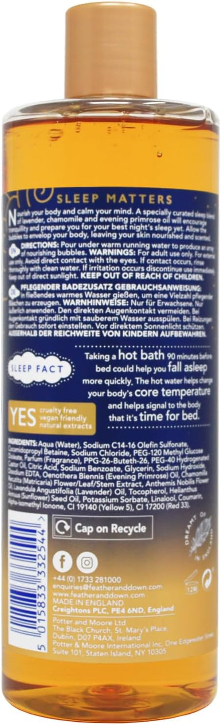 Nourishing Bath Soak (500Ml) - with Soothing Upcycled Chamomile Extract & Evening Primrose Oil. Nourish Your Body & Calm Your Mind. Cruelty Free. Vegan Friendly.