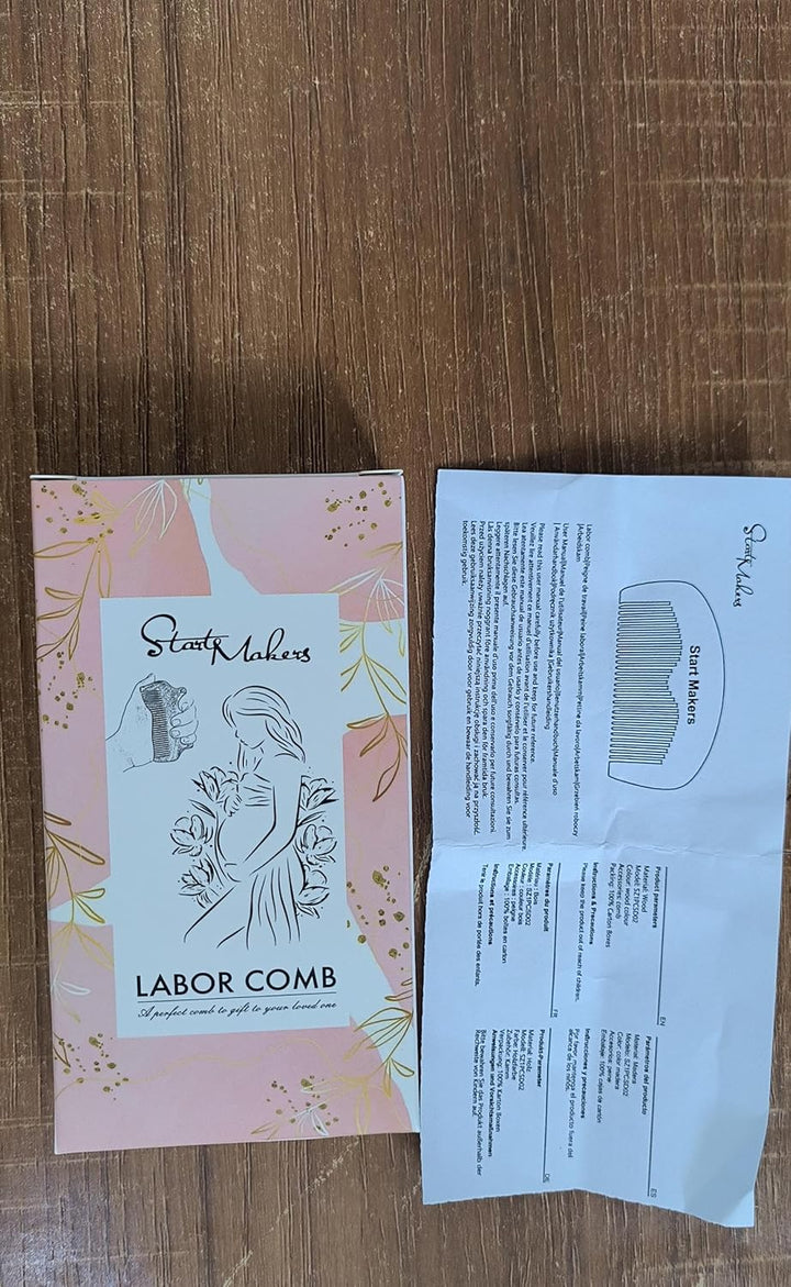 Birthing Comb for Labour Pain Relief & Hair Comb, Natural Wooden Birth Comb Postpartum Essentials, Hospital Bag Essential for Pregnant Women, Thoughtful Gift for Mum
