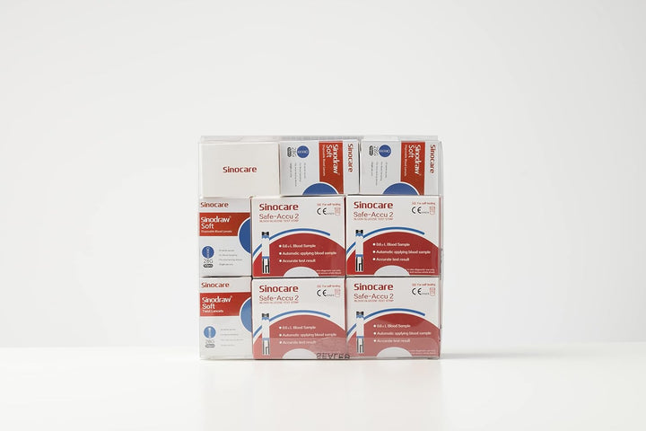 (Safe-Accu2) Blood Glucose Test Strips/Blood Sugar Test Strips 100 Pcs No Need Code & Lancing Devices X 100 / for  Safe-Accu2 Blood Glucose Monitor Only