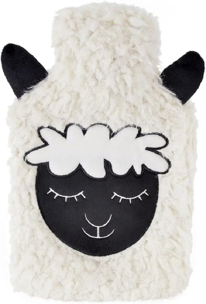 Long & Regular Warm Winter Hot Water Bottles ~ Cute Plush Animal & Plain Design Removable Covers (800Ml - round Plush Owl)