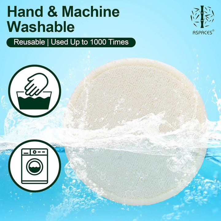 Reusable Makeup Remover Pads - 20 Packs Natural Bamboo Cotton Rounds Eco-Friendly for All Skin Types with Cotton Laundry Bag, White
