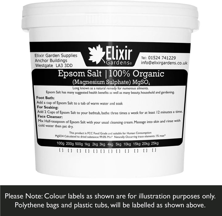 Organic FCC Food Epsom Bath Salts | 10KG Bucket/Tub | Magnesium Sulphate