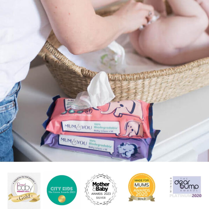 Mum & You Baby Wipes -56 Wipes Pack Biodegradable Wet Wipes | 99.4% Water | Ideal for Sensitive Newborn Skin and Eczema, Bum Wipes, Eco-Friendly Wet Baby Wipes (56 Count (Pack of 1))