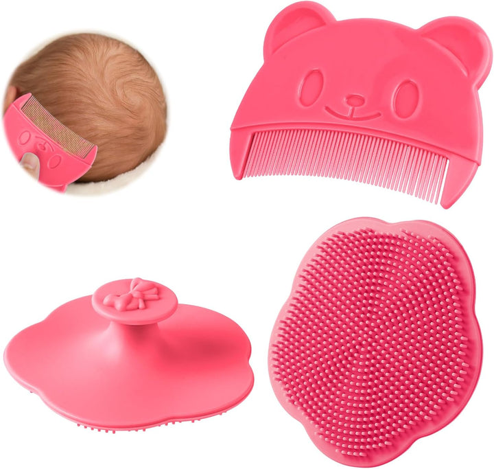 Baby Hair Comb, 3PCS Baby Hair Brush and Comb Set, Baby Hair Brush Toddler Comb for Newborns & Toddlers, Perfect Baby Registry Gift (Blue)