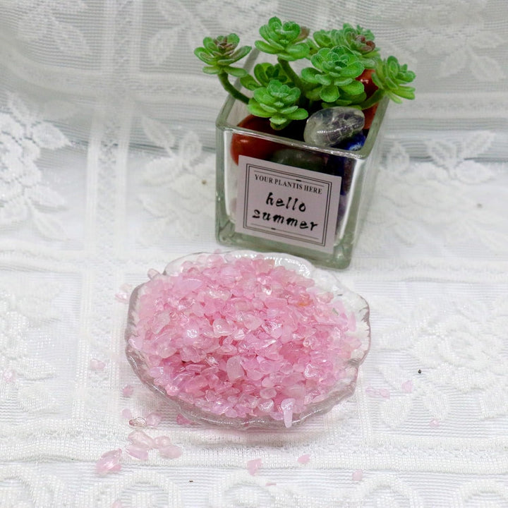 Rose Quartz Chips Stones,Fish Tank Gravel and Pink Healing Crystals Bulk for Decorate,Tumbled Stone Shaped Stones for Plants,Reiki,Succulents Crafts,Vases Filler, Aquarium Gravel 100G.