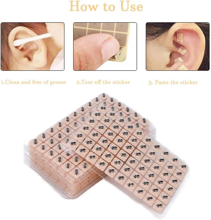600 Pcs Acupuncture Vaccaria Ear Seeds Disposable Ear Press Seeds Acupuncture Vaccaria Massage Bean Ear Press Patch Use for Ear(10 Sheets)
