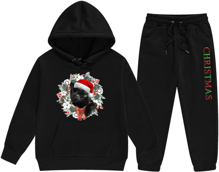 Christmas Reindeer Girls Hoodie Set Children S Two Piece Medium and Small Long Sleeved Sweatpants Christmas Blanket