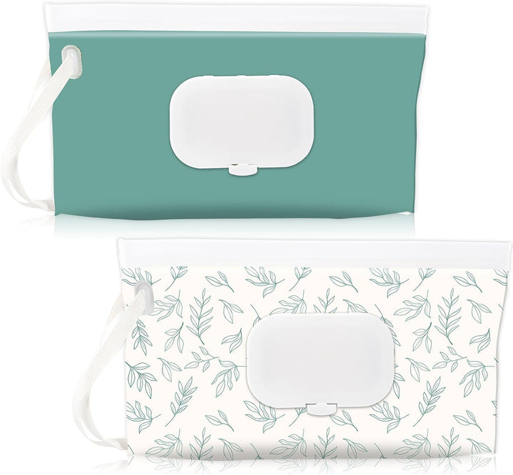 2 Pack Baby Wipe Dispenser, Portable Refillable Wipe Holder, Baby Wipes Container, Wipe Dispenser, Reusable Travel Wet Wipe Pouch (Black+White)