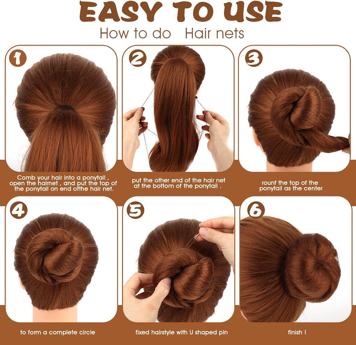 Hair Nets for Buns, Ballet Hair Net, 20 Pcs 50 Cm Individual Package Invisible Hair Nets and 40 Pcs U Shaped Hair Pins Set for Women, Girls, Ballet Dancer, Nurse(Brown)