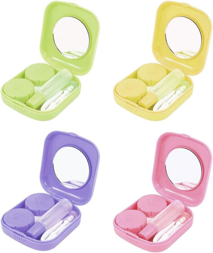 Portable Contact Lens Travel Kit with Mirror, Empty Drop Bottle, Lens Case and Tweezer – Compact Storage Set