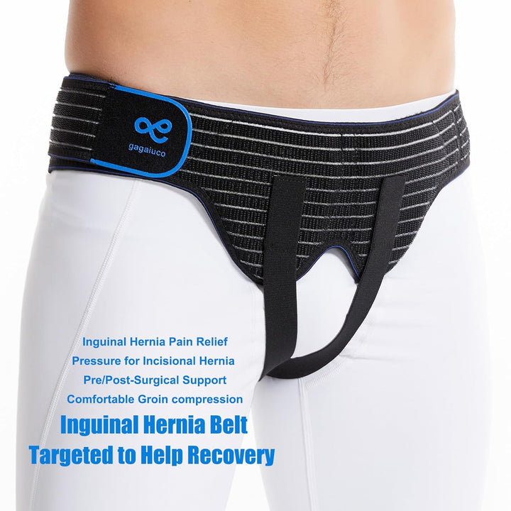 Hernia Belt for Men and Women Flexible Adjustable Inguinal Groin Hernia Belt Support Truss Pain Relief Recovery Strap with 2 Removable Compression Pads Comfortable Material (M)
