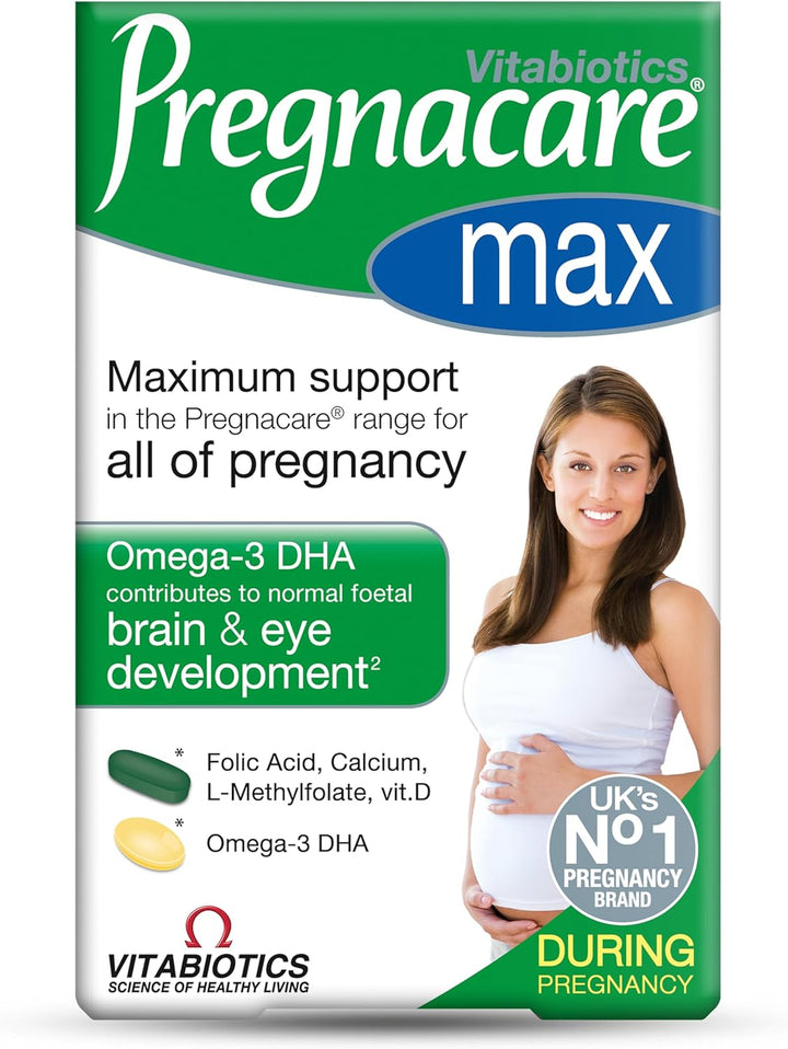 MAX Pregnancy Vitamins - Uk'S No.1 Pregnancy Brand. Greater Prenatal Care for Women, Supplement with Added Omega-3 DHA for Normal Brain and Eye Development,