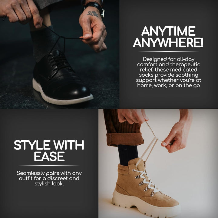 Diabetic Socks for Men UK Size 6-11 | Non Elastic Soft Grip Cotton Rich Socks | Loose Top & Comfortable Fit for Swollen Feet, Poor Circulation & Sensitive Skin