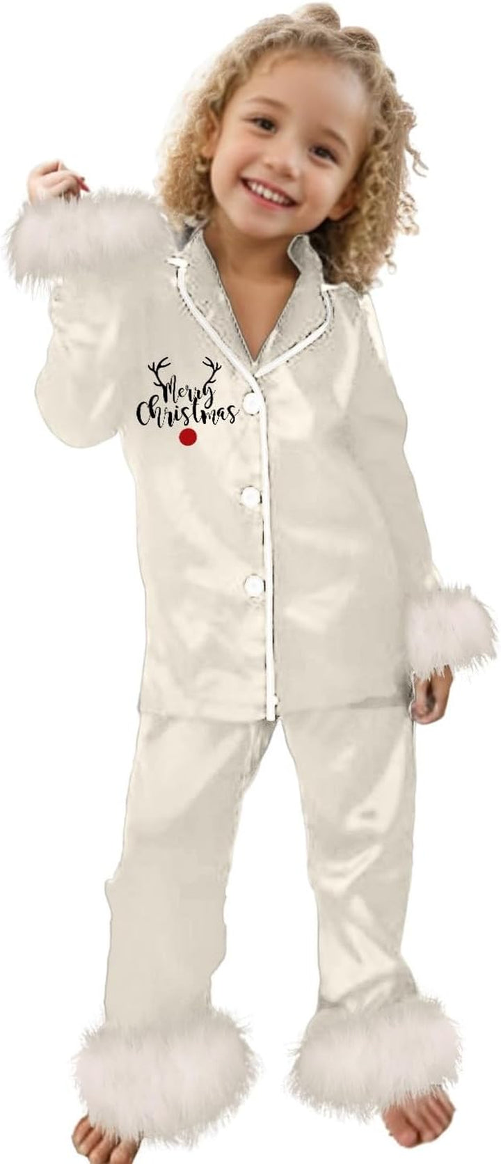 Children Cute Print Casual Comfort Pajamas Set Long Sleeve Shirt Trousers Two Sets Artificial Christmas Tree