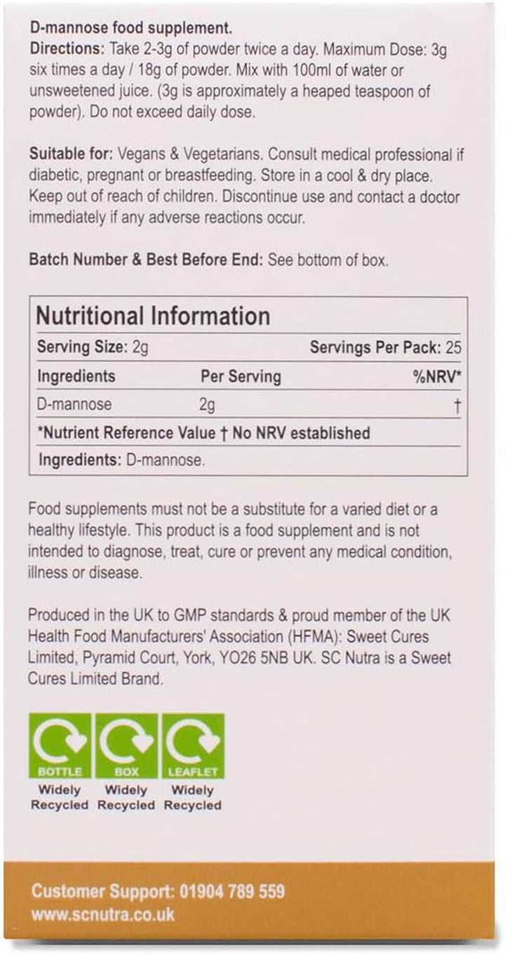 Waterfall D-Mannose Powder 50G – Pure Birch D-Mannose - Suitable for Vegetarians and Vegans