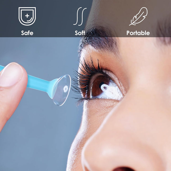 10Pcs Silicone Contact Lens Remover Tool,Portable Contact Removal Tool for Soft Contacts,Eye Contact Remover Tool with Suction Holder,Ideal for Travel and Daily Use