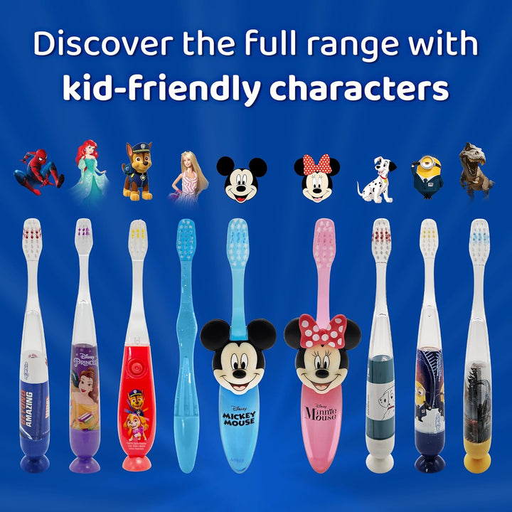 Paw Patrol Flashing Toothbrush for Kids with 2 Minute Flashing Light, Comfortable Handle Grip, Soft Rounded Bristles and Suction Cup for Upright Storage for Children Ages 3+