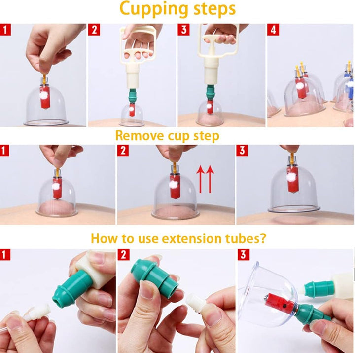 26 Cupping Cups Sets Biomagnetic Traditional Professional Chinese Therapy Massage Vacuum Cupping Set Household Pull Out Cupping Kit/Hijama Chinese Massage Suction