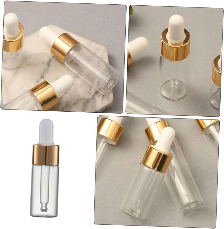 10Pcs Leakproof Glass Dropper Bottles Clear Essential Oil Containers Portable Travel Storage with Tops for Perfume and Aromatherapy