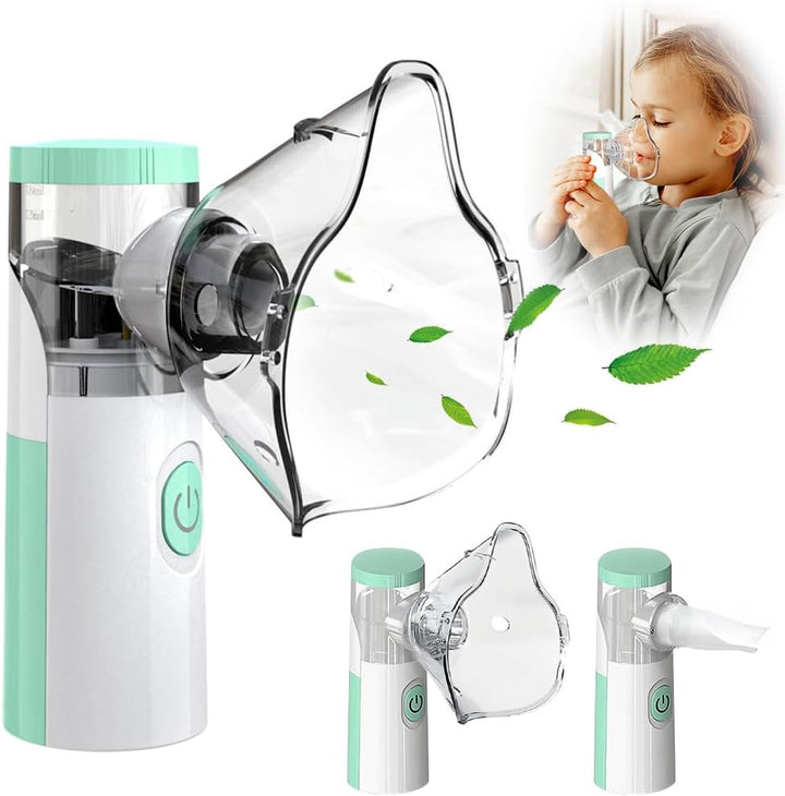 Nebuliser Machine for Adults and Kids, Cool Mist Steam Inhaler with 1 Nozzle and 1 Adult Mask and 1 Kid'S Mask, Adjustable Atomization Rate, Portable Nebulizer Machine for Home and Travel Use
